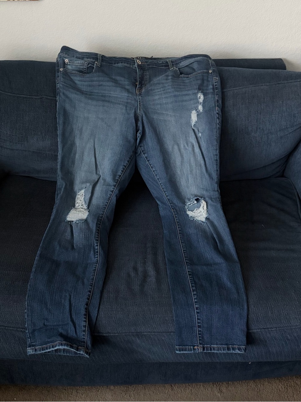 torrid Dark Blue Distressed Boyfriend Jeans